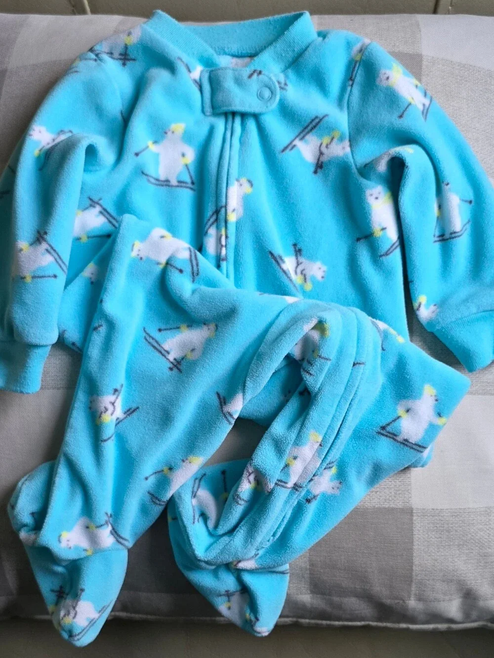 Turquoise Skiing Polar Bear Footed Pajamas Carter's Unisex
